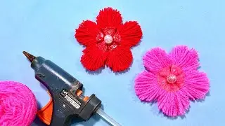 Super Easy Making Woolen Flower 🌺 With Just Using Your Fingers