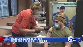 Frontline workers getting first doses of COVID-19 vaccine