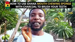 How to use Ghana mouth chewing sponge with charcoal to brush your teeth.
