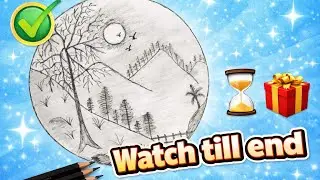 Peaceful Nature Scenery Drawing | Pencil Sketch Landscape Art Tutorial