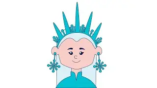 Рисуем милую мультяшную Снежную Королеву. Рисование для детей