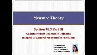 Measure Theory : Section 18.3 : Part III : Additivity of Integrals over Countable Domains