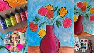 New Skillshare Class - Alcohol Ink After Party-Paint a Vase with Flowers in Your Sketchbook