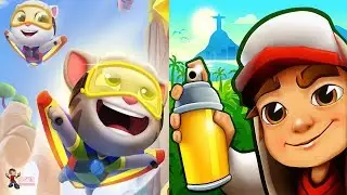 Talking Tom Gold Run Flying Side World Vs Subway Surfers 2019 Rio Frank - Android Gameplay