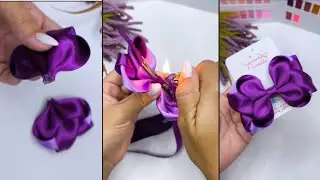 🎀 Purple Hair Bow Clip | DIY Bow Clip Making at Home | Easy Hair Accessories🎀#hairbows#diyhairstyle 