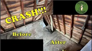 SMASH!!!!  Fixing a Bowed Out Garage Wall!!!!