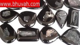 black agate druzy healing stone gemstone cabochon