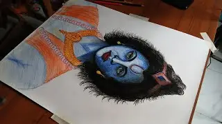 Color Pencil Portrait of Lord Krishna — Drawing & Timelapse #Krishnaart #Drawing #rajenart 
