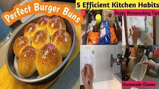 EGGLESS BURGER BUNS| 5 Efficient Kitchen Habits which will mke ur life easy|5 बहुत काम की किचन टिप्स