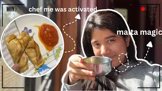 Homemade Spring Rolls & Malta—Kya Combo Hai🤌🍊❤️