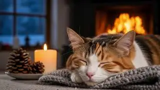 Warm Glow Cat Music 432Hz 🐈 Fireplace Comfort For Anxiety Relief, Calm, And Restful Sleep