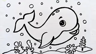 How to draw a Whale | Easy Whale drawing step by step. #kidsfuntv #easydrawing #colouringvideos
