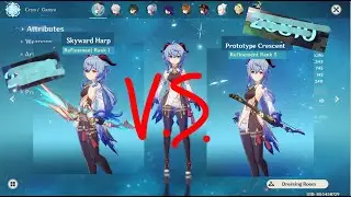 【Genshin Impact】Ganyu R5 prototype crescent VS R1 Skyward Harp BIG PP DMG????