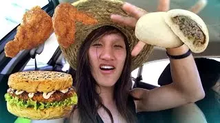 Ramen Burger, Korean Buns, FRIED CHICKEN -Cali Trip Day 1- (T-Vlog #1)