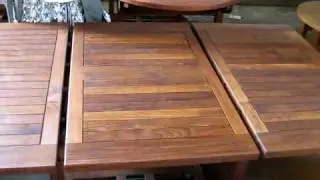 Teak table with awesome folding leaf action