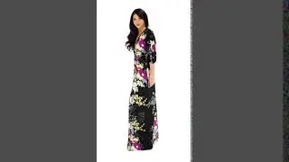 DEBRA - Long 3/4 Sleeve Floral Flower Print Flowy Sexy Maxi Dress Gown