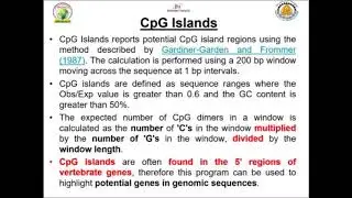 Bioinformatics Training: Discovering CpG Islands