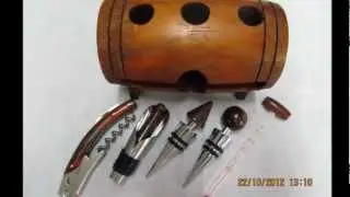 wine accessory kit wood wine opener wooden barrel pouring tool thermometer