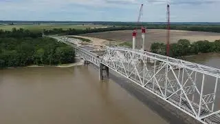 Bridge Construction B-Roll | drone crew shots chester IL near StL