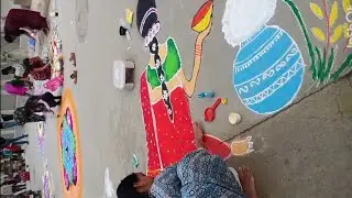 Rangoli competition in my colony 🤩#pleasesubscribe #rangoli #rangolidesigns #competions 