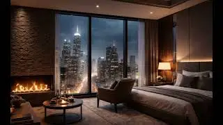 Midnight City Storm | Rain on the Window & Lightning Flashes