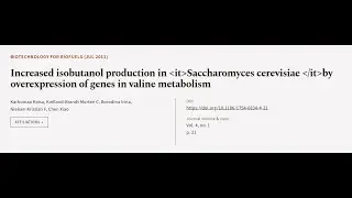 Increased isobutanol production in Saccharomyces cerevisiae by overexpression of gene... | RTCL.TV
