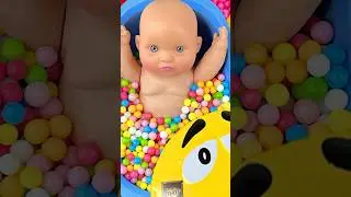 Rainbow marbles Balls reversedASMR Mixing Candy with Jingle Bells in Bathtub