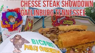 Gatlinburg Philly Cheese Steak Showdown Fannie Farkle's VS Bigfoot Cheese Steak Walking Downtown