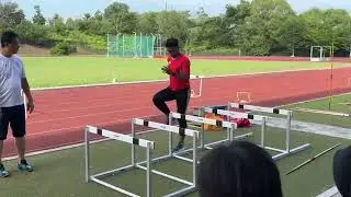 Basic drill hurdle. Side trail leg.