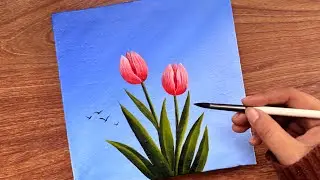 Acrylic Painting Tulip Flowers | How to Paint Tulips for beginners | Step by step Tutorial
