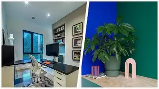 75 Turquoise Concrete Floor Home Office Design Ideas You'll Love ⭐️