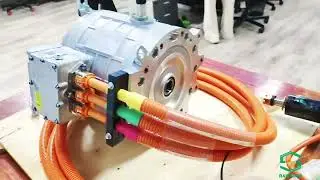 RAWSUN 110KW EV motor, differential gearbox assembly & parking brake product display #evmotors