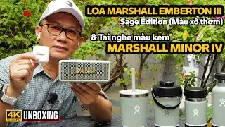 LOA MARSHALL EMBERTON III SAGE EDITION (MÀU XANH XÔ THƠM) & TAI NGHE MARSHALL MINOR IV MÀU KEM