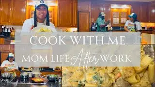 SURF & TURF ALFREDO | COOK WITH ME | MINI VLOG | MOM LIFE AFTER WORK