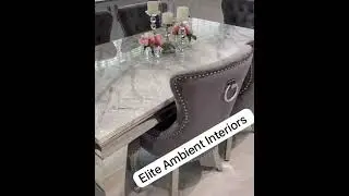Louise light Grey Table + Megan Dark Grey Ring knocker Chairs