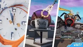 Dance on a Sundial, Cup of Coffee, and a Metal Dog Head - Fortnite (Season 7)