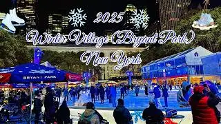 [4K] NYC Bryant Park Winter Village 2025 ✨🎄 Ice Skating & Holiday Market | 33&deg;F ❄️ New York No Navro