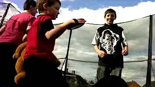 My brother sits on me when we are on the trampoline