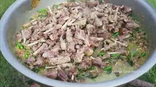 MUTTON NALLI PEPPER FRY |Mutton BoneMarrow Recipe Cooking in Village | Hot SpicyMutton Recipe