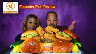 POPEYES NEW CAJUN FLOUNDER FISH SANDWICH REVIEW MUKBANG