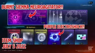 Rocket League item shop today July 5 2022 Purple Electroshock,Black Kalos,Burnt Sienna NeuroAgitator