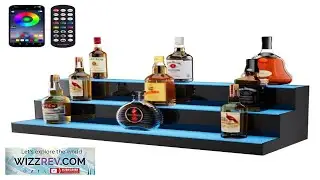 VEVOR LED Lighted Liquor Bottle Display 3 Tiers 30 Inch Commercial Illuminated