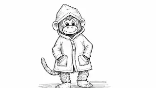 How to draw Monkey  in Coat || Easy animal drawing for beginners step by step || @Animagic-13 