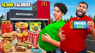 We Survived Eating 10,000 Calories While Playing Fortnite!