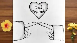 BFF Drawing easy step by step / Best friends Drawing hand - pencil sketch / Drawing tutorial easy