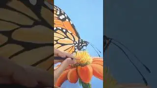 Painting a monarch butterfly with acrylics #butterfly #painting #acrylicpainting #animalpainting