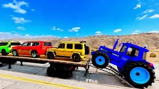 Flatbed Truck Mcqueen | Transportation with Truck - Pothole vs Car #6 - BeamNG.Drive