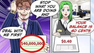 Arrogant millionaire tycoon makes a scene at a bank, but an unexpected turn of events exposes him