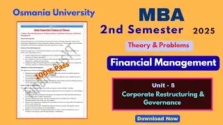 MBA 2nd Sem | Unit 5: Financial Management | Theory + Important Questions | #pdf @FinalFocusYt