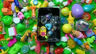 Satisfying Asmr video shares the characters of plastic candy container minion and orthers